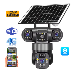 View Point Solar Powered Triple Lens Ptz Cctv Camera