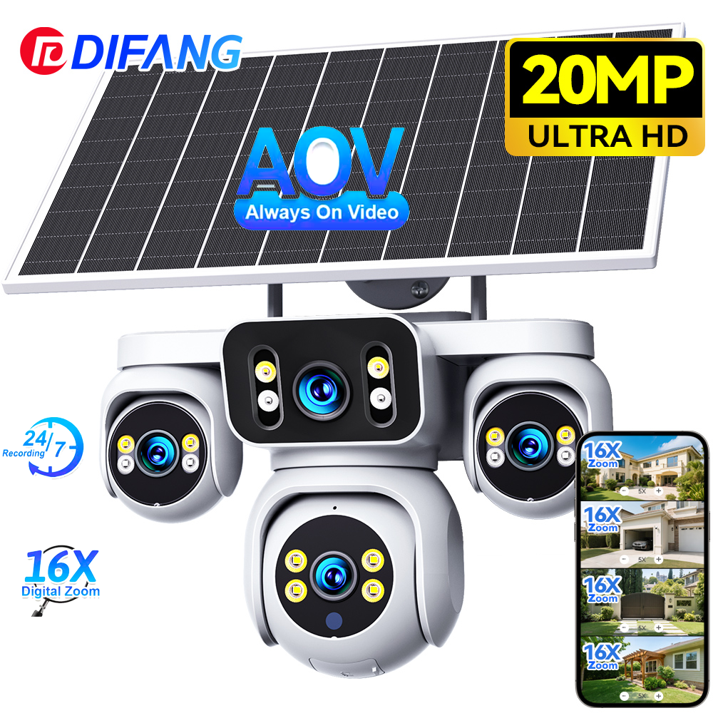 4 Lens Solar CCTV Camera